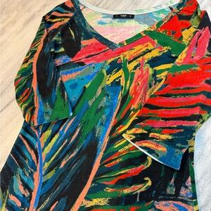 Colorful Abstract V-Neck Dress